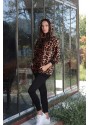 KAPÜŞONLU LEOPAR DESENLİ SWEAT